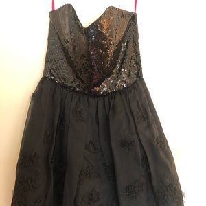 Betsey Johnson Black Sequin Strapless Dress